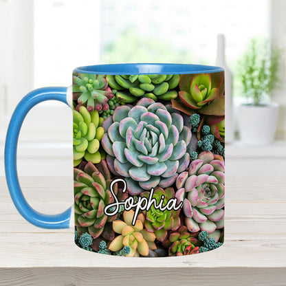Beautiful Cactus Succulents Plants - Personalized Cactus Accent Mug