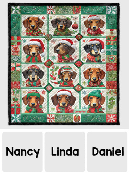 Beautiful Dachshunds Christmas - Personalized Dachshund Quilt