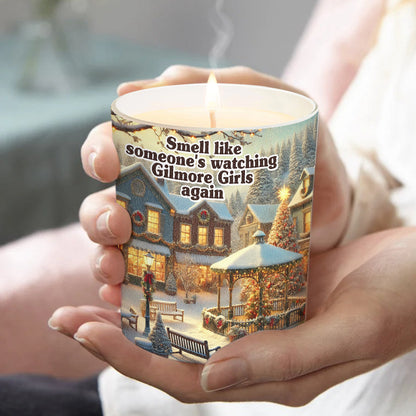 Smell like someone's watching Gilmore Girls again - Personalized Candle With Wooden Lid
