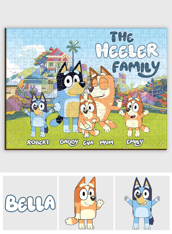 The Bluey Family - Personalized Family Jigsaw Puzzle