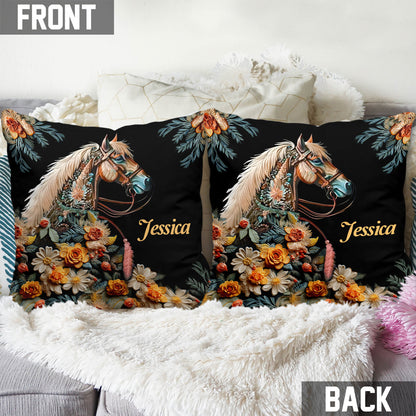 Love Horses - Personalized Horse Throw Pillow