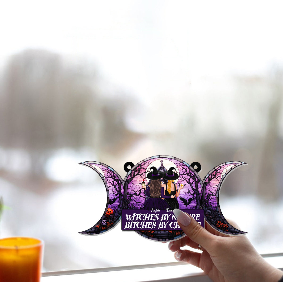 We Are Not Sugar & Spice - Personalized Witch Window Hanging Suncatcher Ornament
