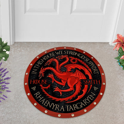 Team Black - Personalized Thrones Game Shaped Doormat