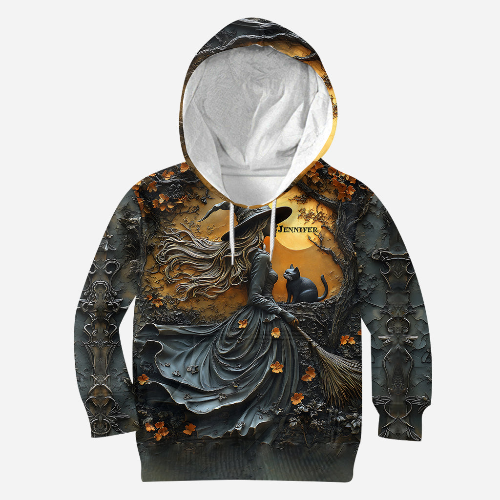 Beautiful Witch & Her Black Cat - Personalized Witch All Over Shirt