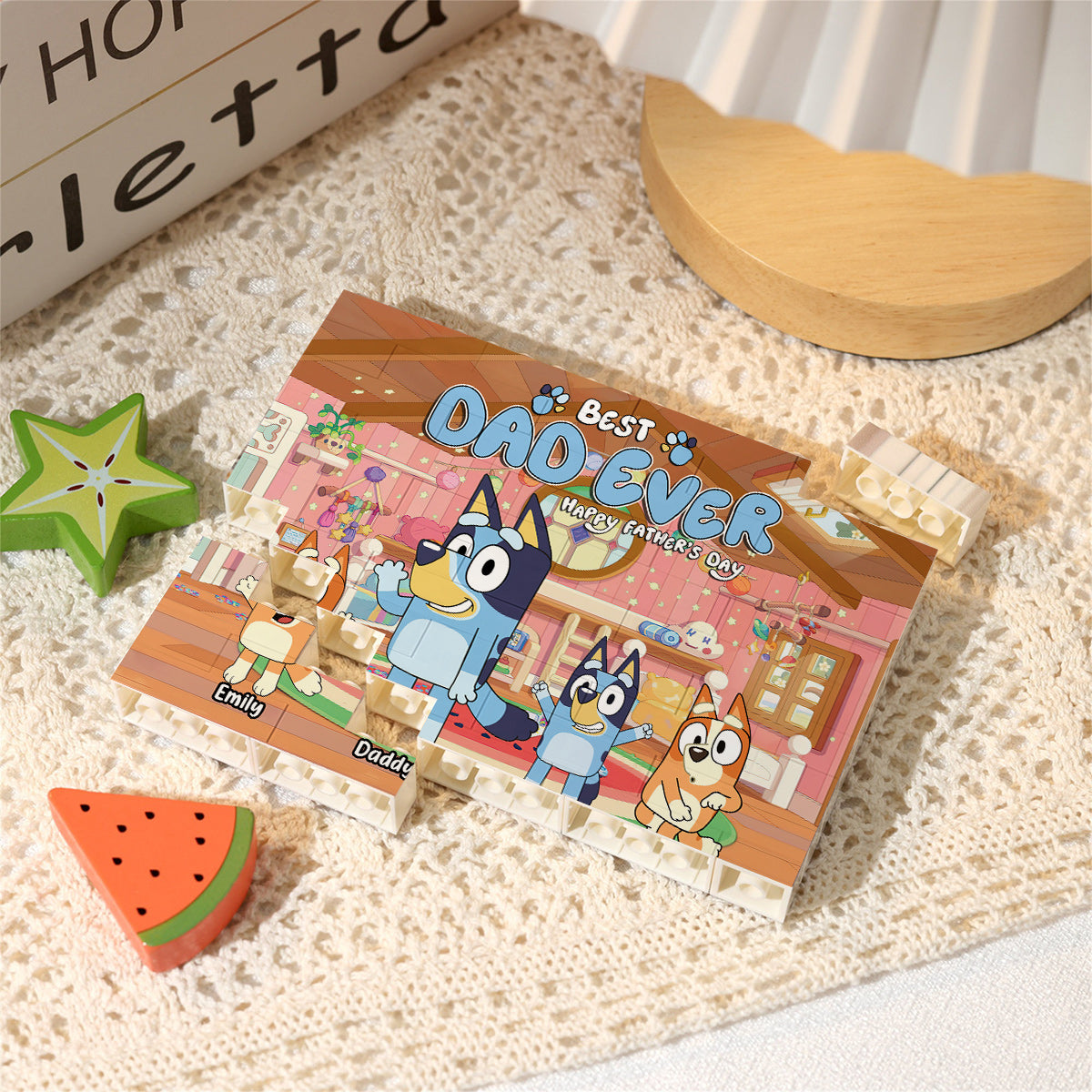 Best Dad Ever - Personalized Father One-sided Horizontal Rectangle Building Brick Blocks