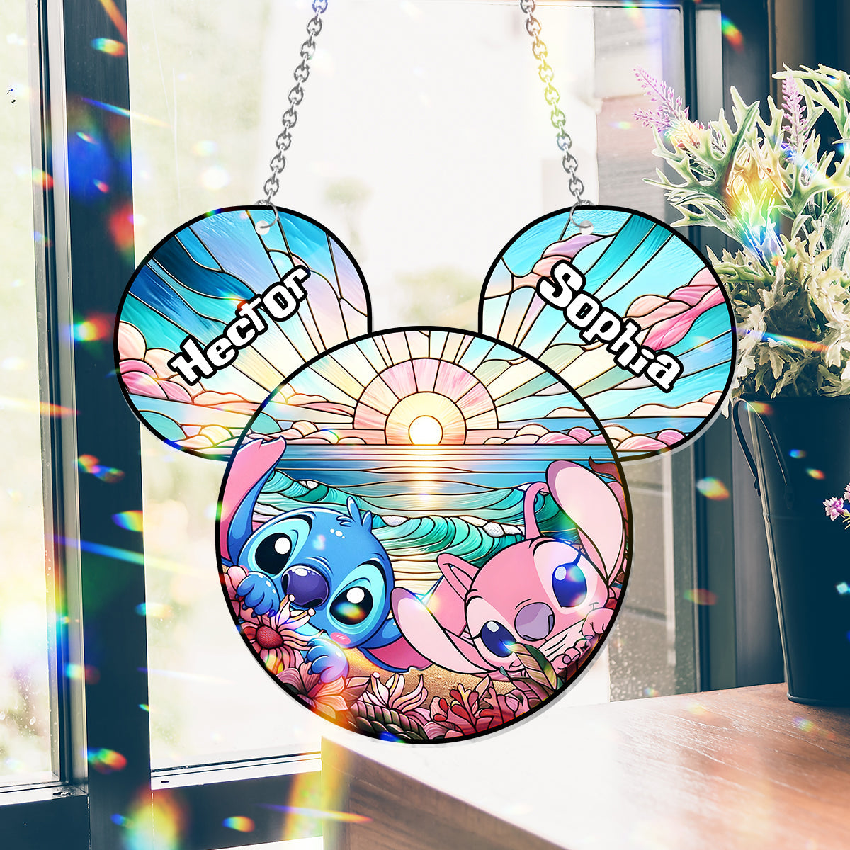 Beautiful Ohana - Personalized Ohana Window Hanging Suncatcher Ornament