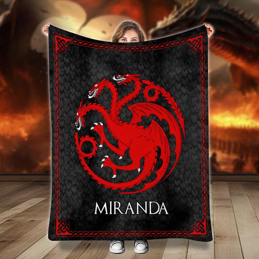 Team Black - Personalized Thrones Game Blanket