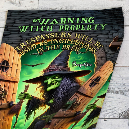 Warning Witch Property - Personalized Witch Garden Flag