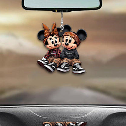 Chicano Mouse Couple - Personalized Mouse Car Ornament