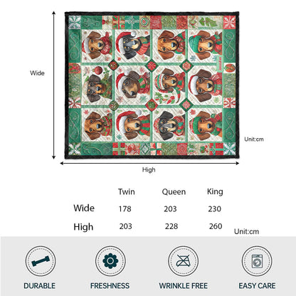 Beautiful Dachshunds Christmas - Personalized Dachshund Quilt