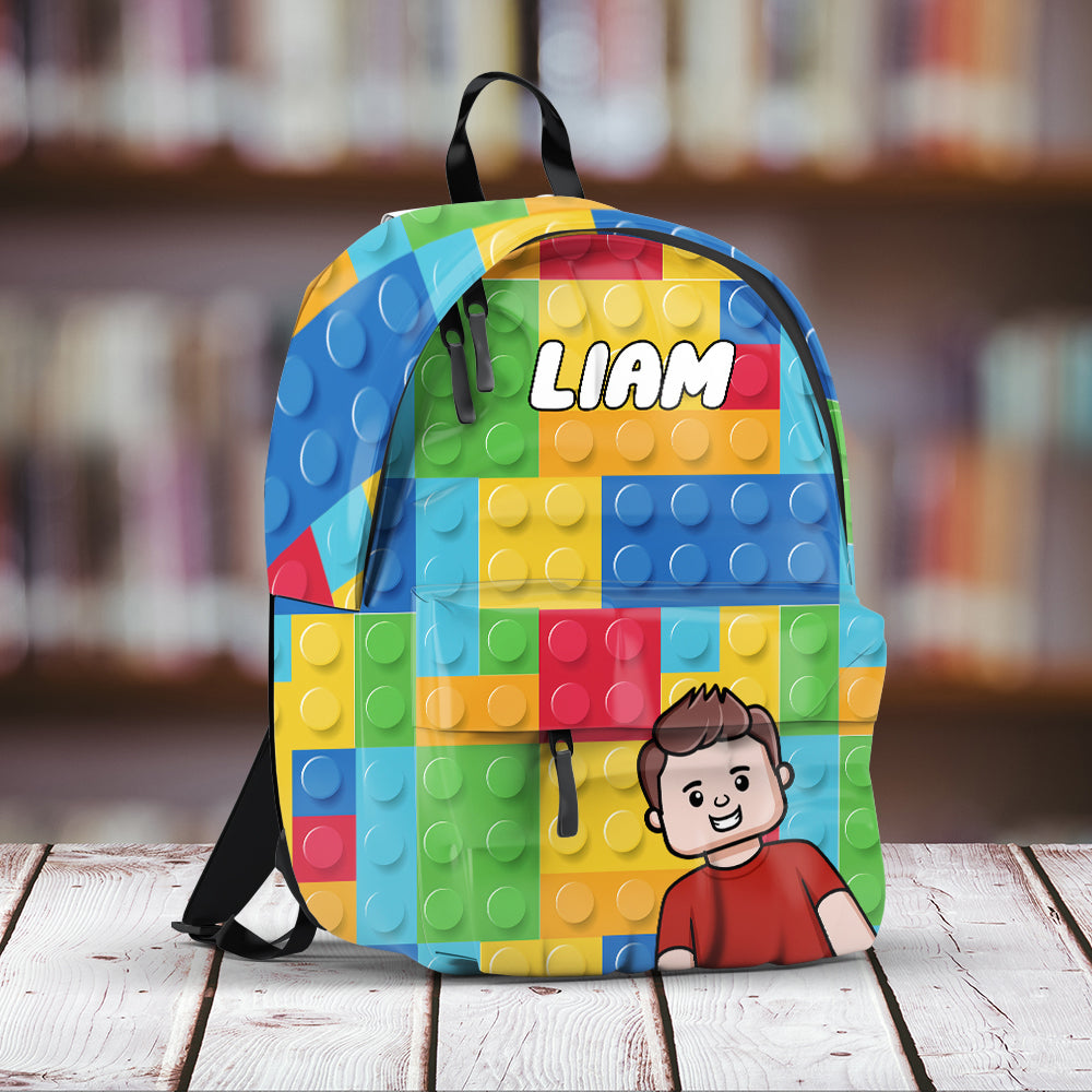 Colorful Puzzle Pieces - Personalized Kid Backpack