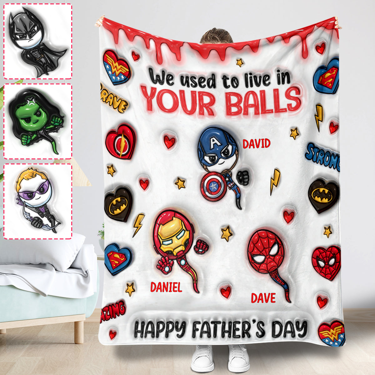 Happy Father's Day - Personalized Marvelous Universe Blanket