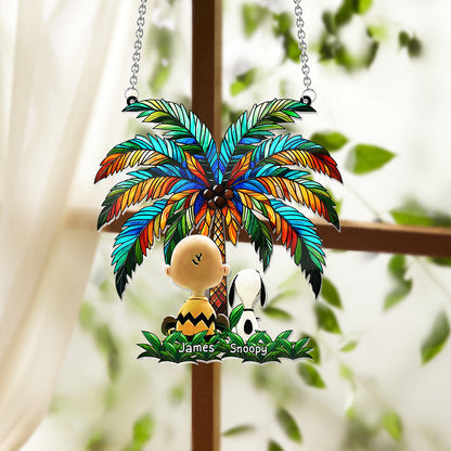 Someone To Be There Under The Palm Tree Friend Friendship - Personalized Window Hanging Suncatcher Ornament