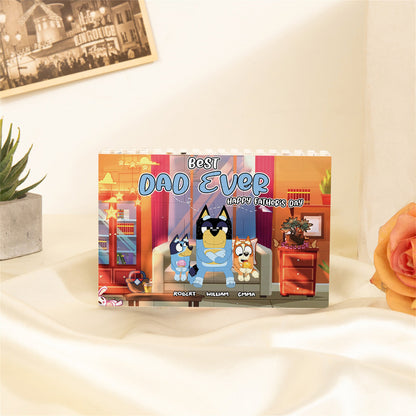 Best Dad Ever Happy Father's Day - Personalized Father One-sided Horizontal Rectangle Building Brick Blocks