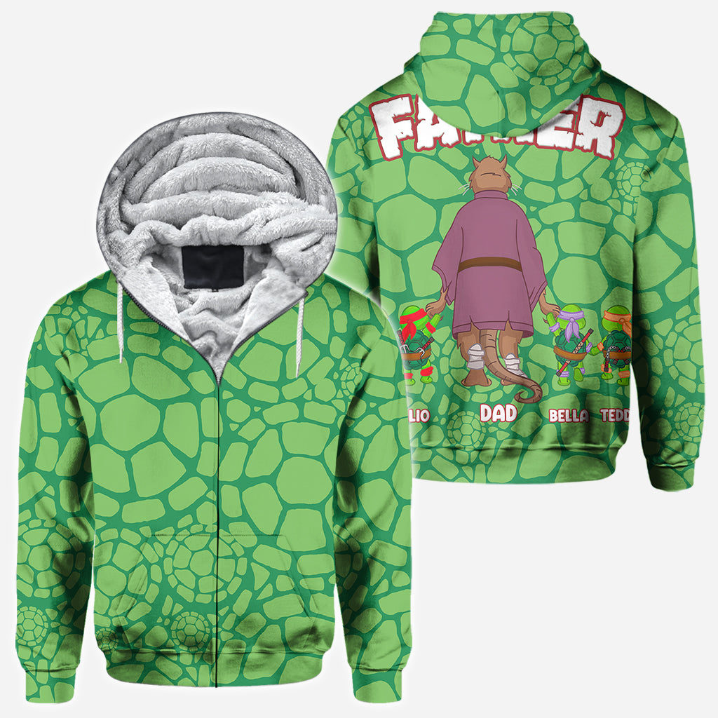 Turtley Awesome Father - Personalized Green Turtles All Over Shirt