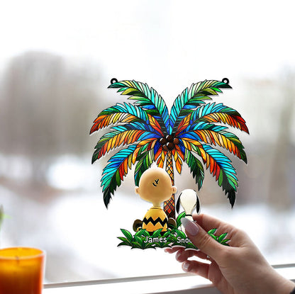 Someone To Be There Under The Palm Tree Friend Friendship - Personalized Window Hanging Suncatcher Ornament
