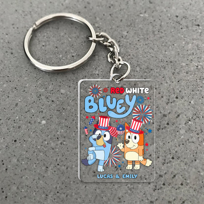Red White Blue 4th of July - Personalized Transparent Keychain