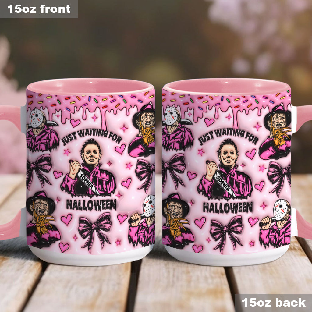 Just Waiting For The Halloween - Personalized Accent Mug