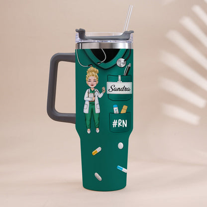 Nurse Nutrition Facts - Personalized Nurse Tumbler With Handle