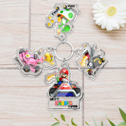 Best Daddio Mario Ever Any Title - Personalized Super Plumber Keychain with Charms