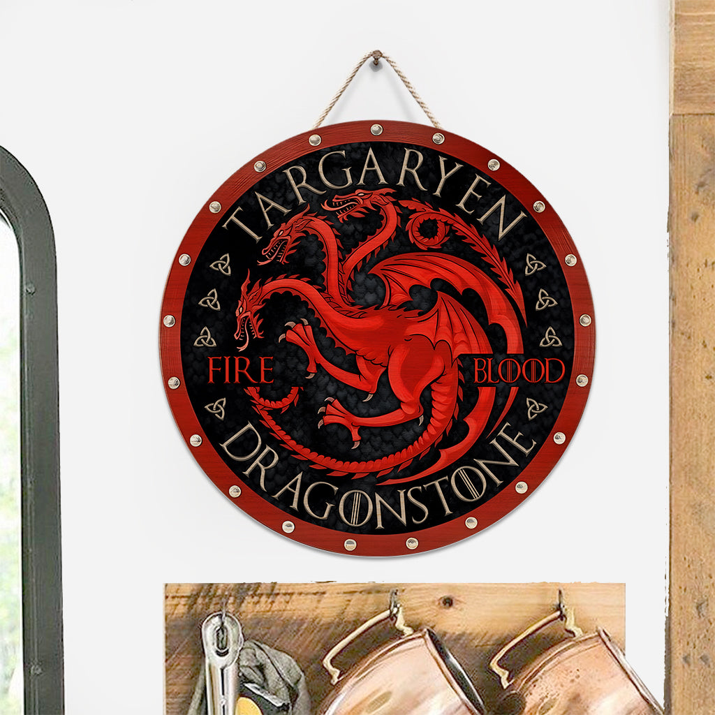 The Song Of Ice And Fire - Personalized Thrones Game Round Wood Sign