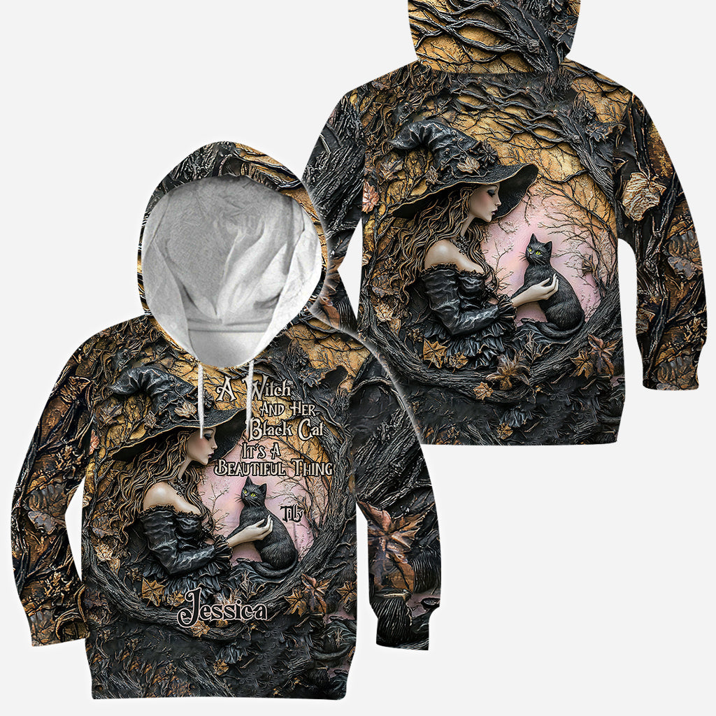A Witch And Her Black Cat It's A Beautiful Thing - Personalized Witch All Over Shirt