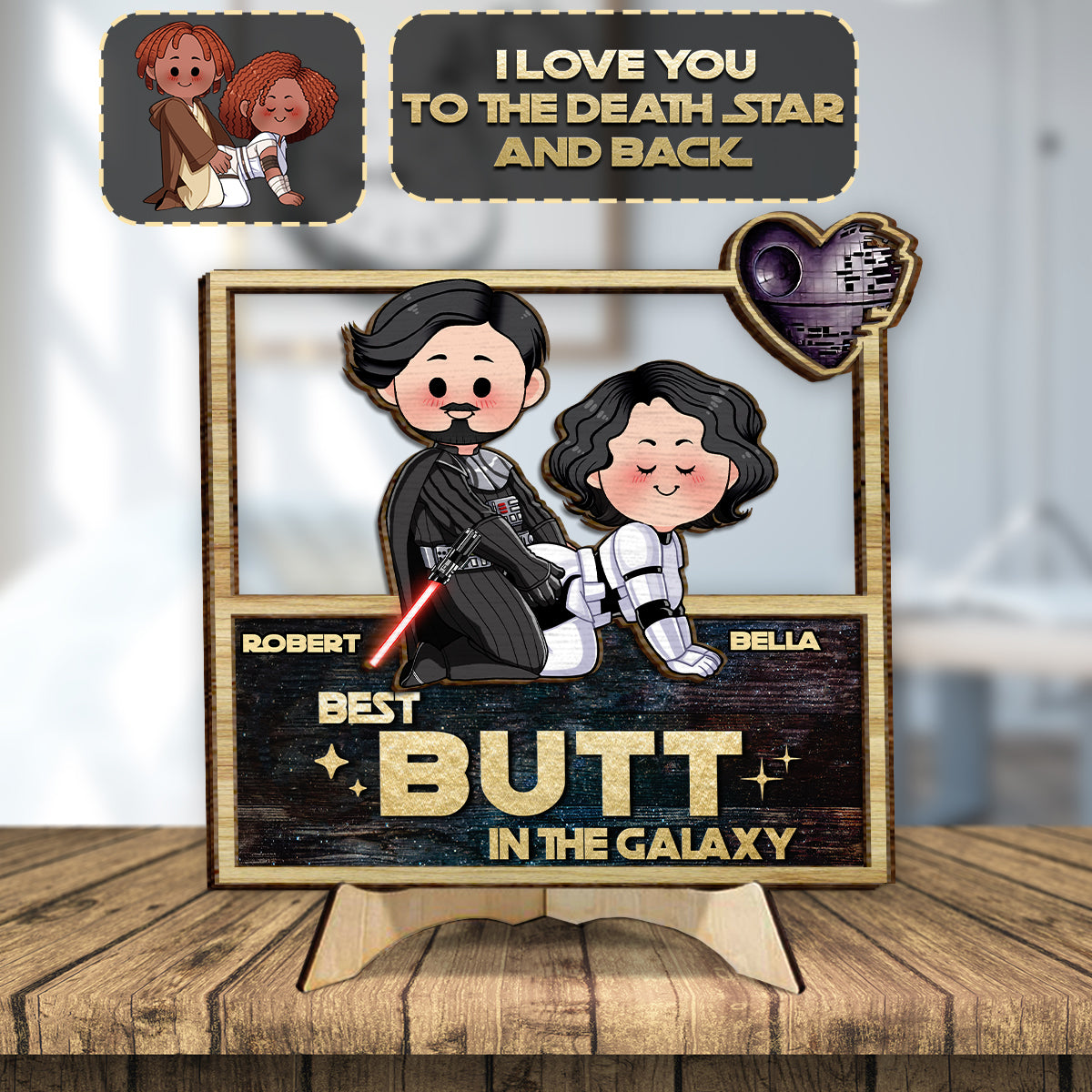Best Butt In The Galaxy - Personalized The Force 2 Layered Wood Sign / Wood Plaque