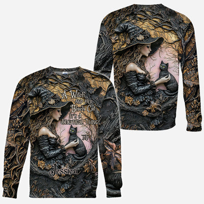 A Witch And Her Black Cat It's A Beautiful Thing - Personalized Witch All Over Shirt