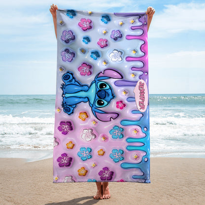 Purple Ohana - Personalized Ohana Beach Towel