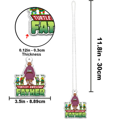 Turtley Awesome Father - Personalized Green Turtles Custom Shaped Car Ornament