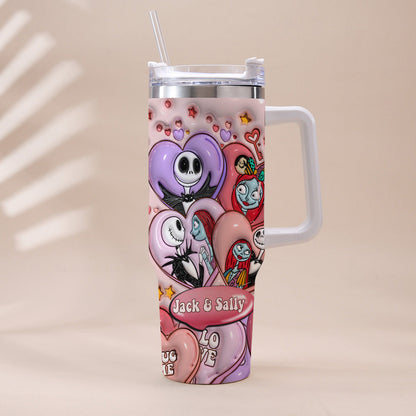 We're Simply Meant To Be Nightmare Couple - Personalized Nightmare Tumbler With Handle