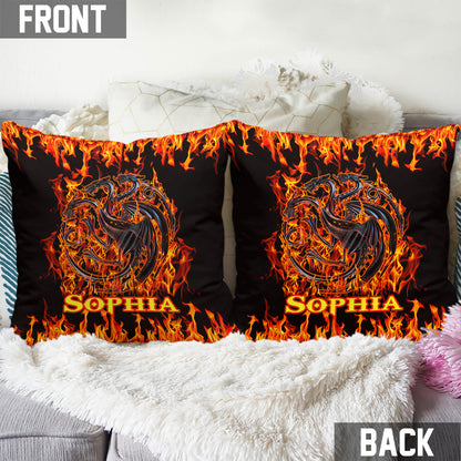 Fire And Blood Dragons - Personalized Thrones Game Throw Pillow