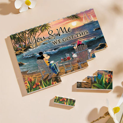 Couple Beach Tropical Landscape - Personalized Mouse One-sided Horizontal Rectangle Building Brick Blocks