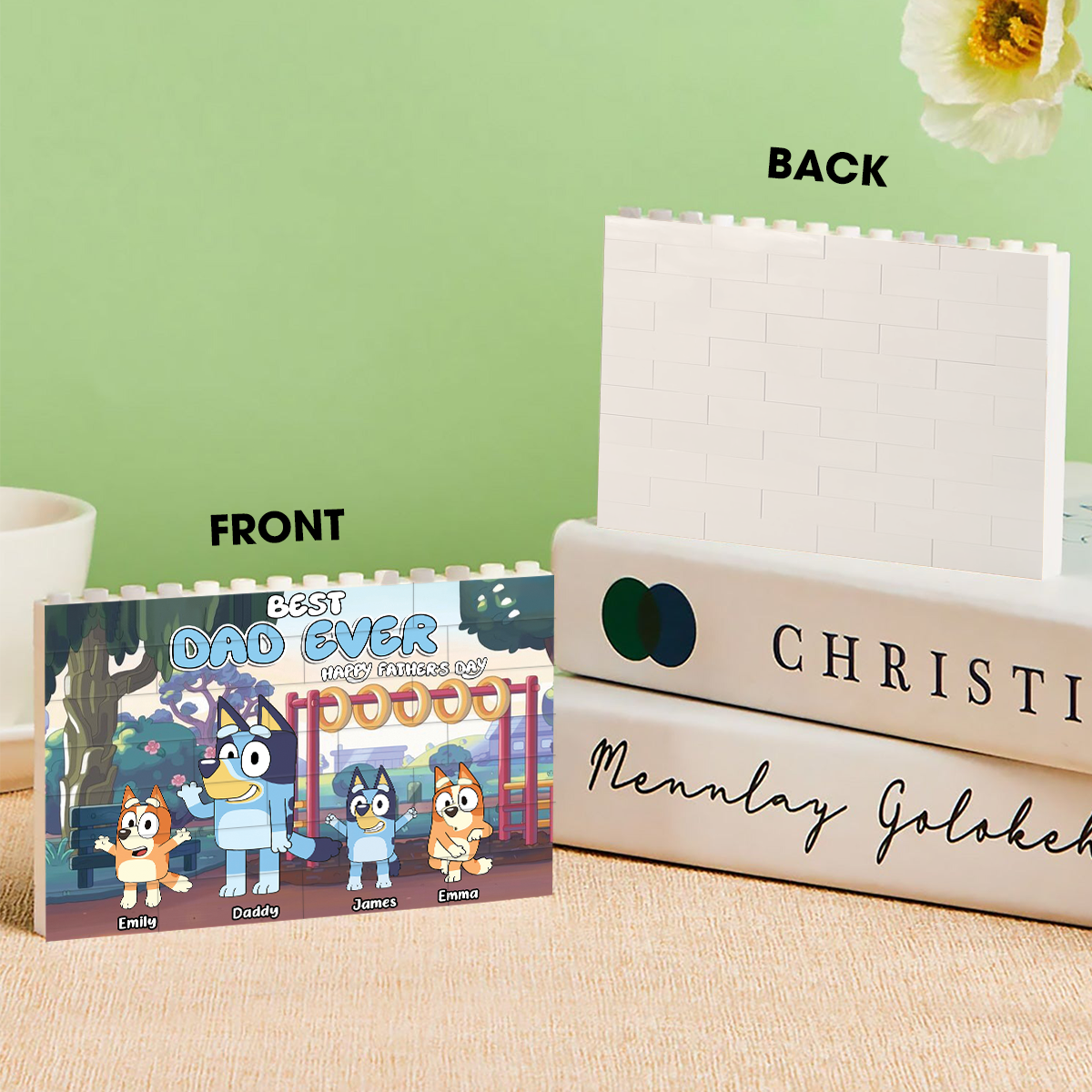 Best Dad Ever - Personalized Father One-sided Horizontal Rectangle Building Brick Blocks