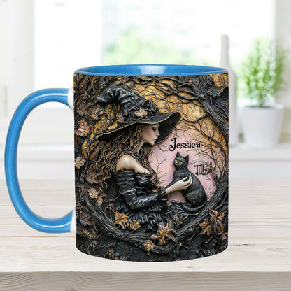 A Witch And Her Black Cat It's A Beautiful Thing - Personalized Witch Accent Mug