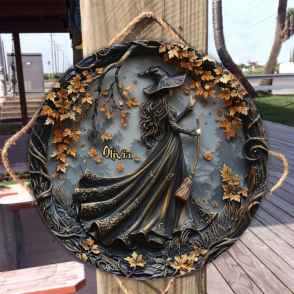 Beautiful Witch - Personalized Witch Round Wood Sign