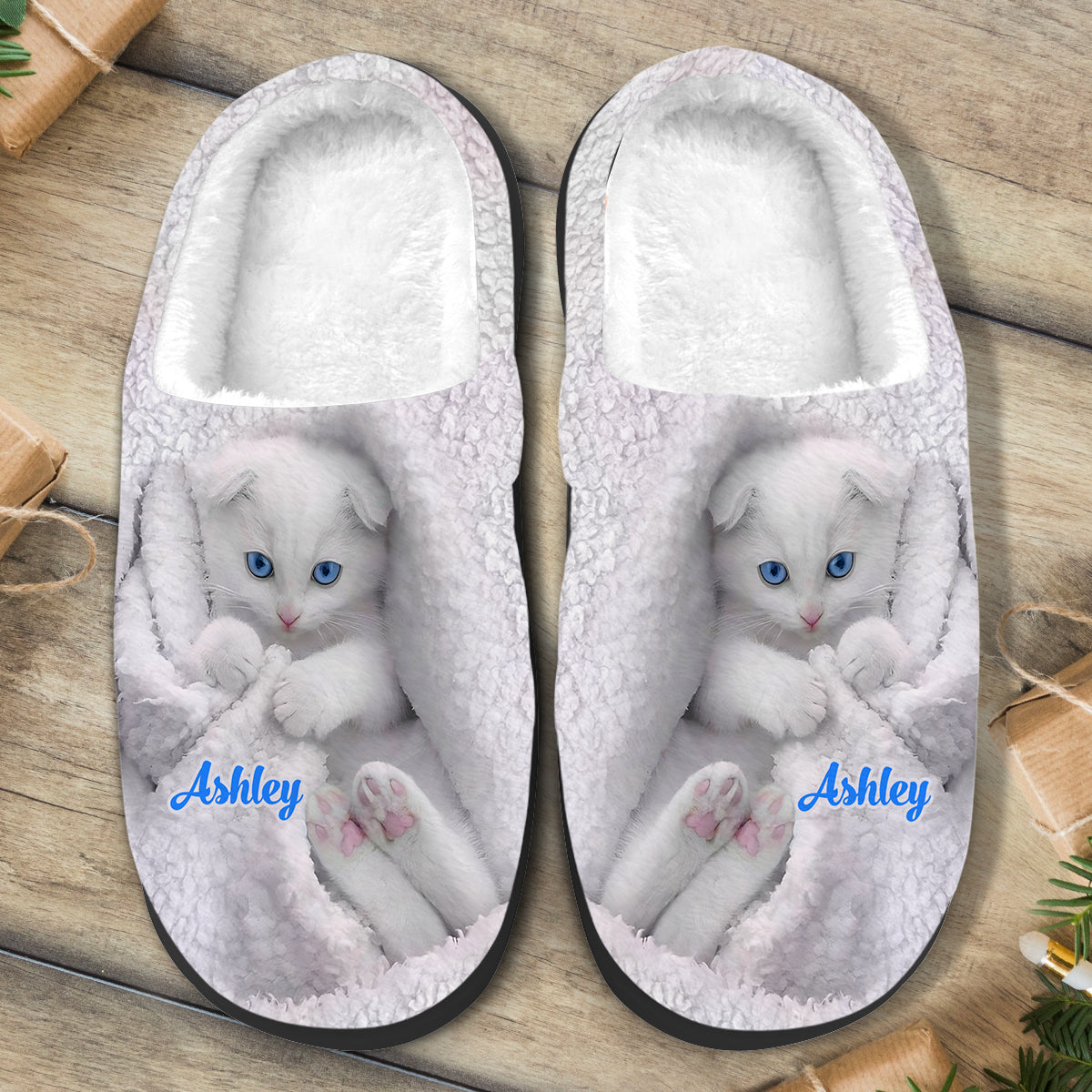 Happy Kitty - Personalized Cat Slippers