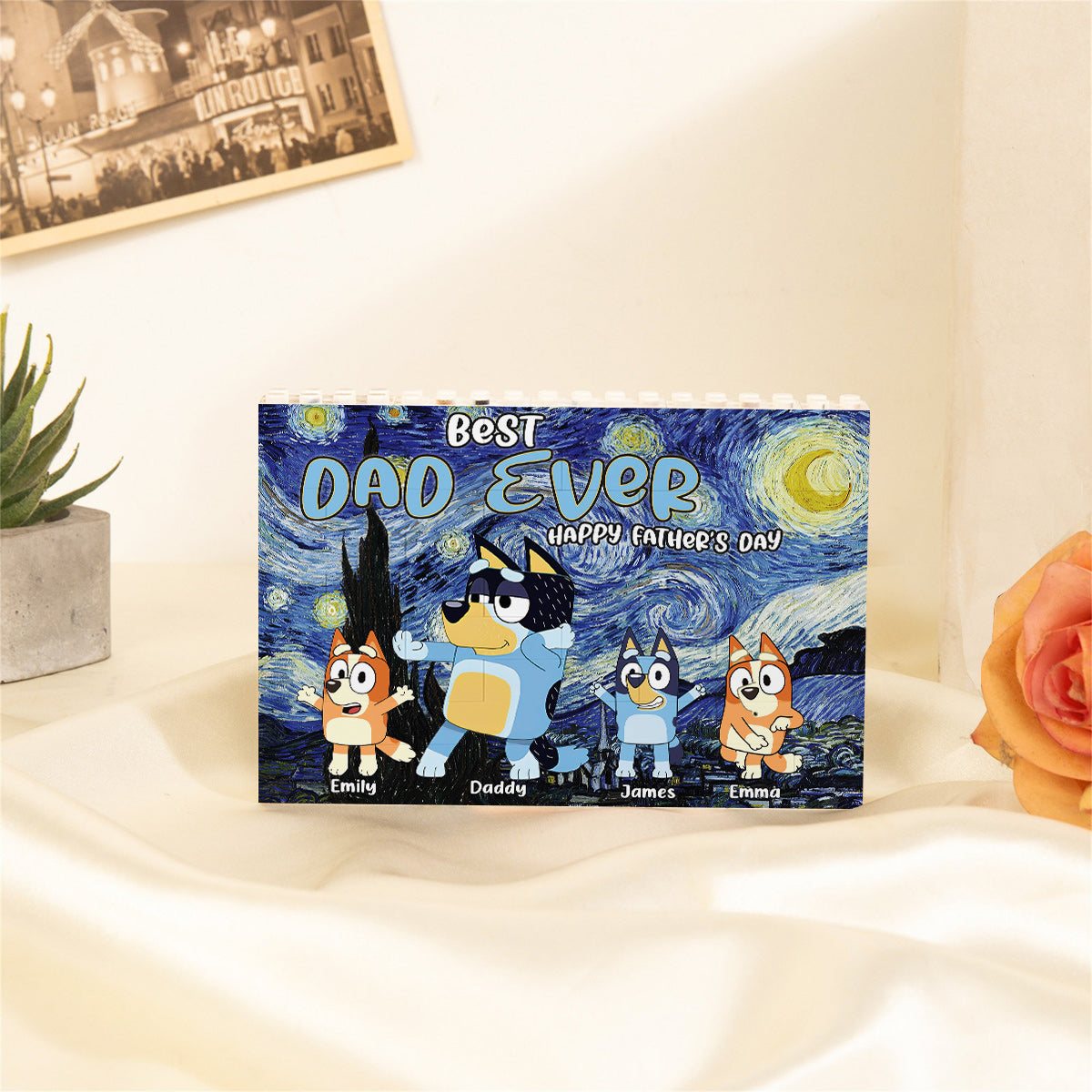 Best Dad Ever - Personalized Father One-sided Horizontal Rectangle Building Brick Blocks