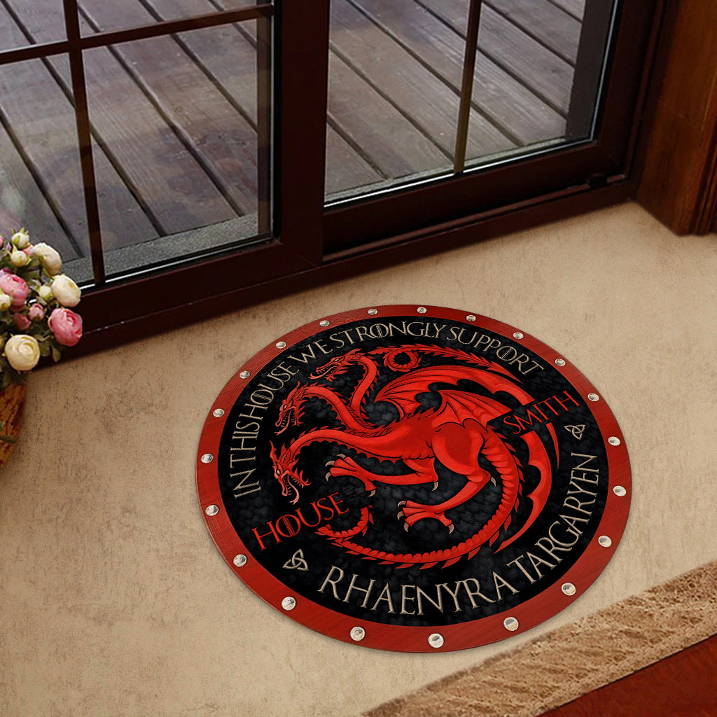 Team Black - Personalized Thrones Game Shaped Doormat