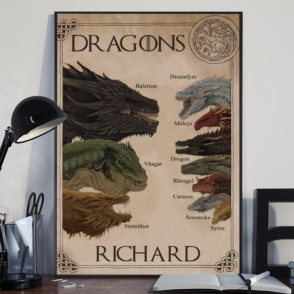 All The Dragons - Personalized Thrones Game Canvas And Poster