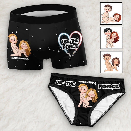 Use The Force Naughty - Personalized The Force Lace Border Women Briefs And Men’s Boxer Briefs