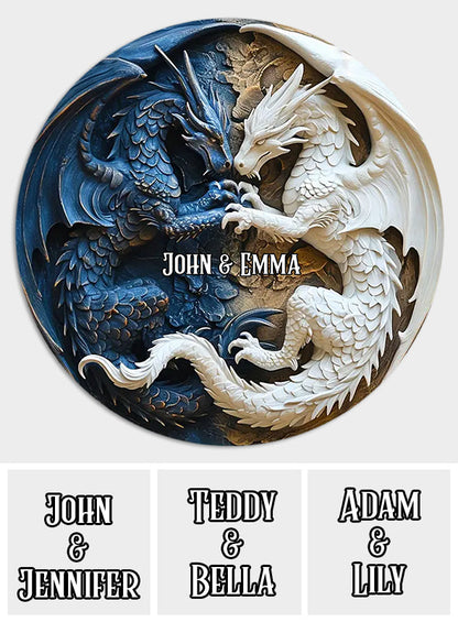 Love Dragons - Personalized Dragon Round Wood Sign