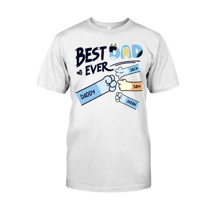 Best Dad Mom Ever Cool Blue Dog Fist - Personalized Father T-shirt And Hoodie