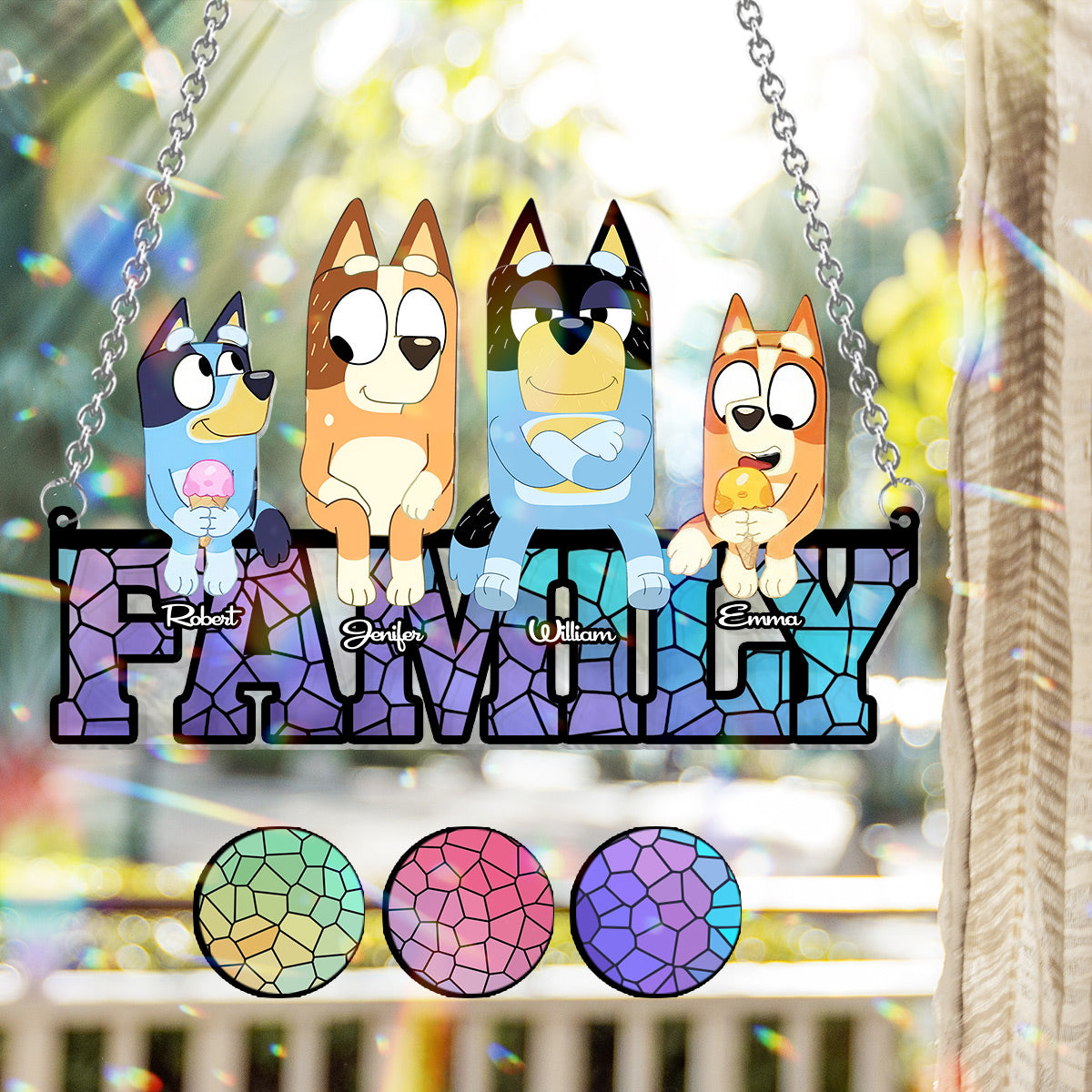 Family Forever - Personalized Family Window Hanging Suncatcher Ornament