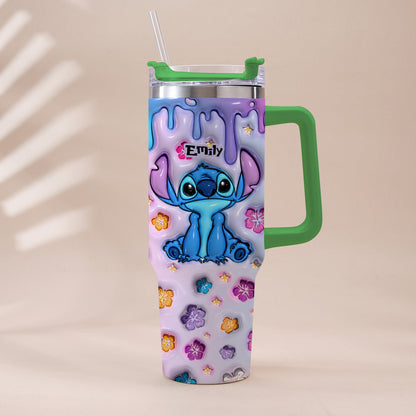 Blue Pink Ohana - Personalized Ohana Tumbler With Handle
