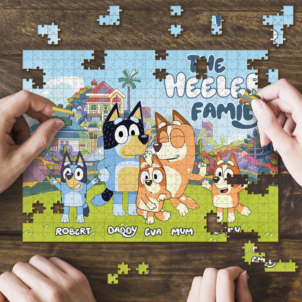 The Bluey Family - Personalized Family Jigsaw Puzzle
