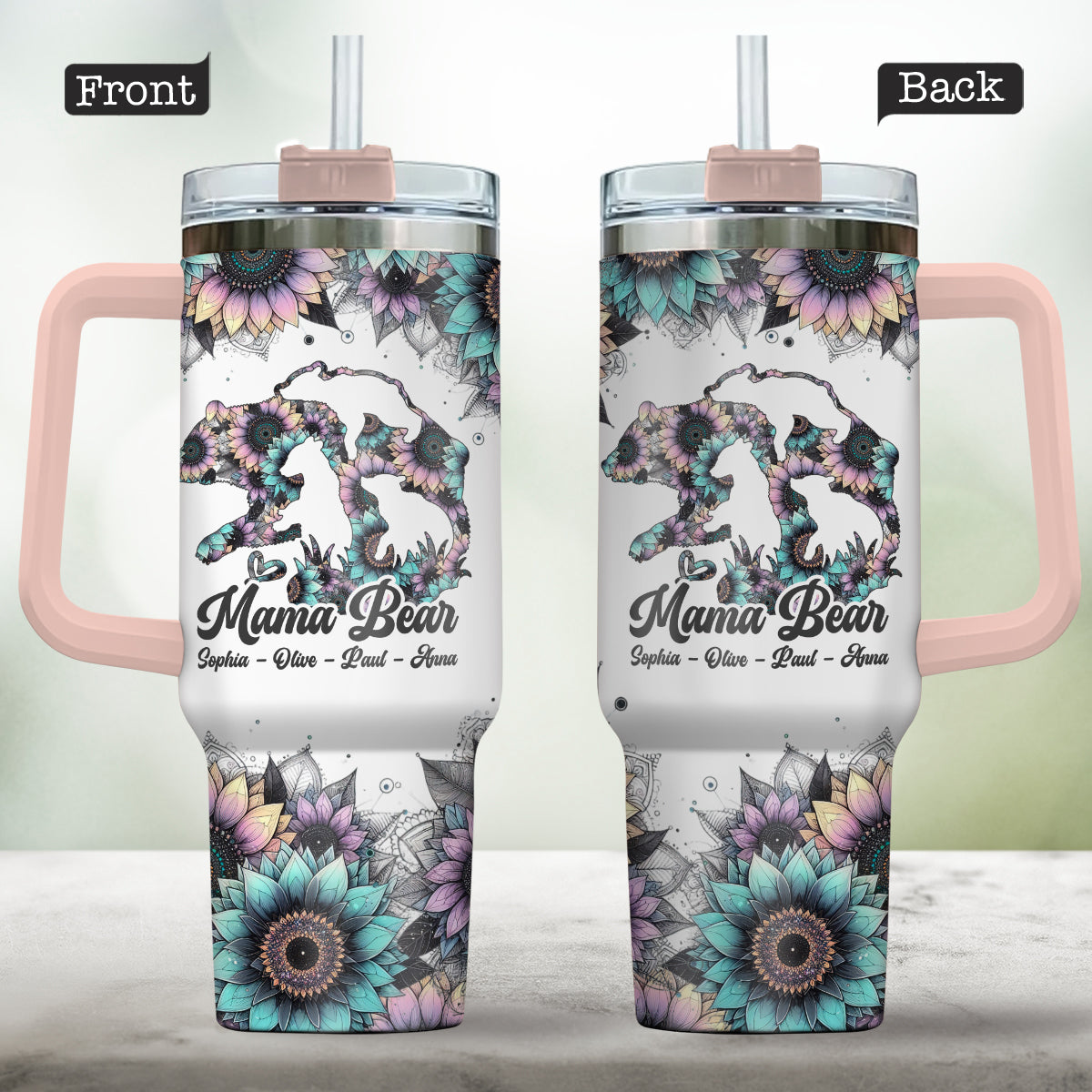 Mama Bear - Personalized Mother Tumbler With Handle