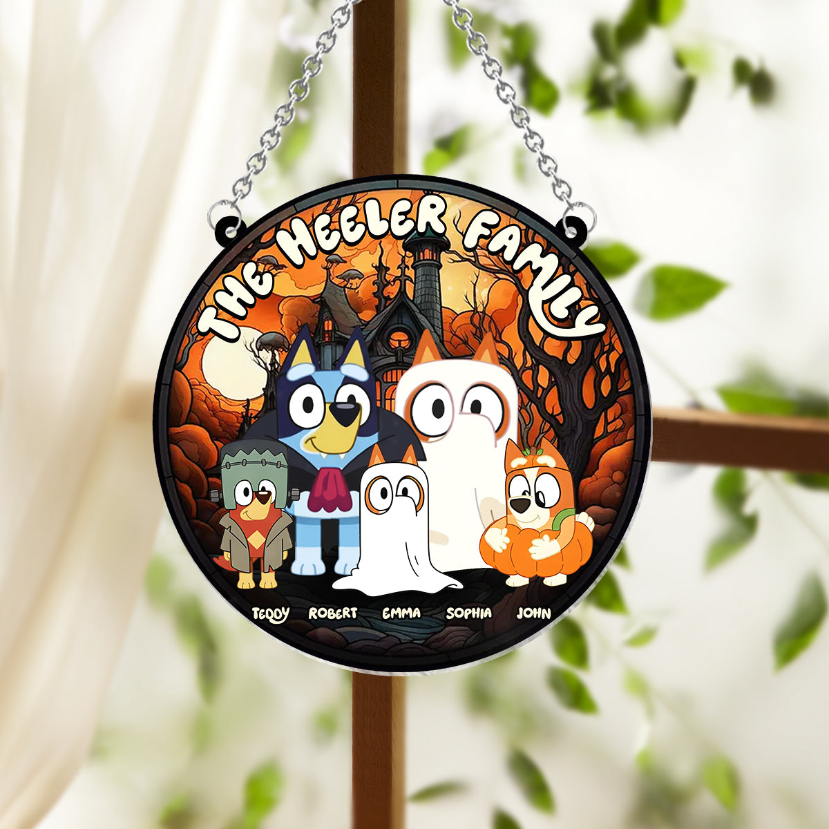 Happy Halloween - Personalized Window Hanging Suncatcher Ornament