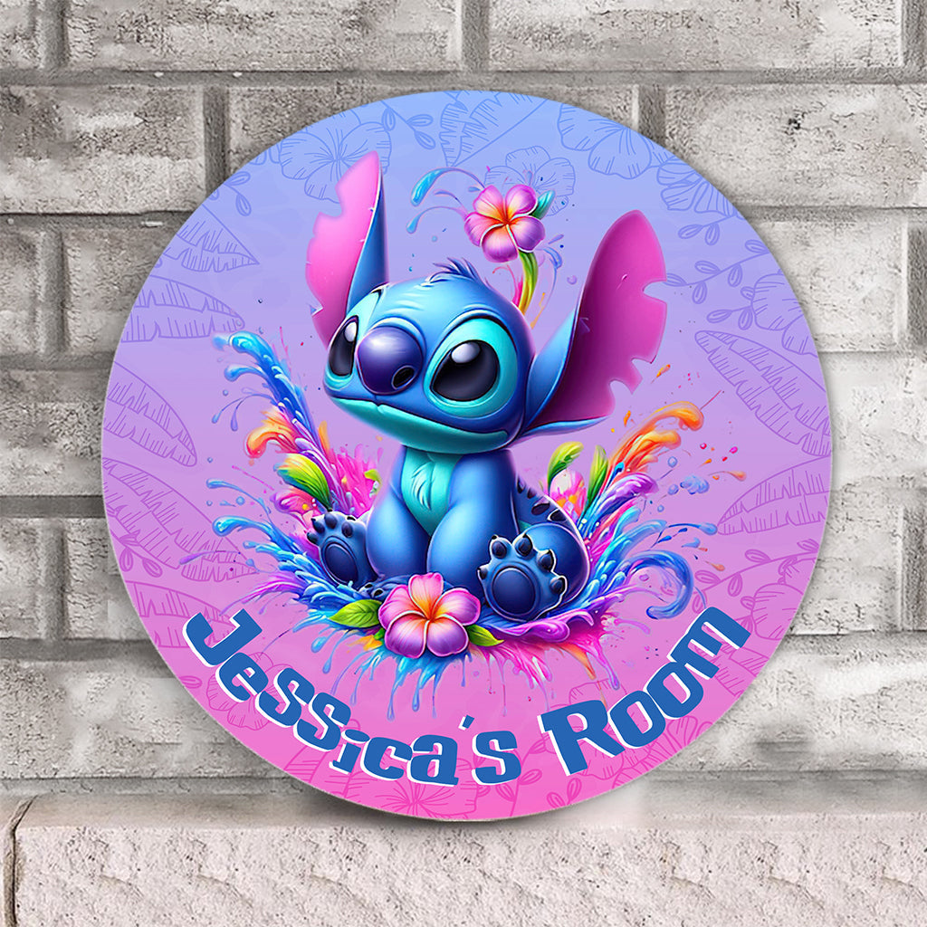 Blue Ohana - Personalized Ohana Round Wood Sign