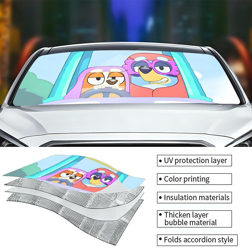 Nice Parking Spot Cool Blue Dog - Personalized Car Sunshade